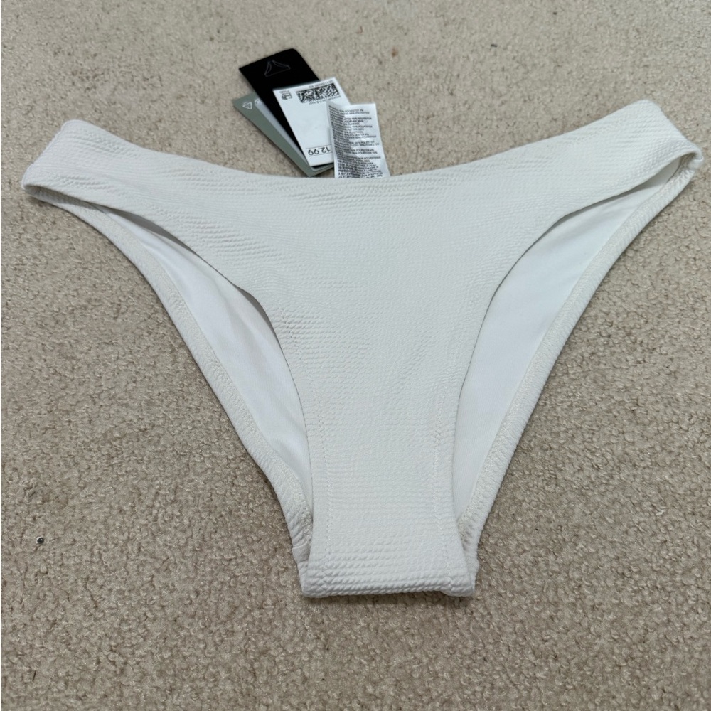 H&M White Textured Swim Bottom